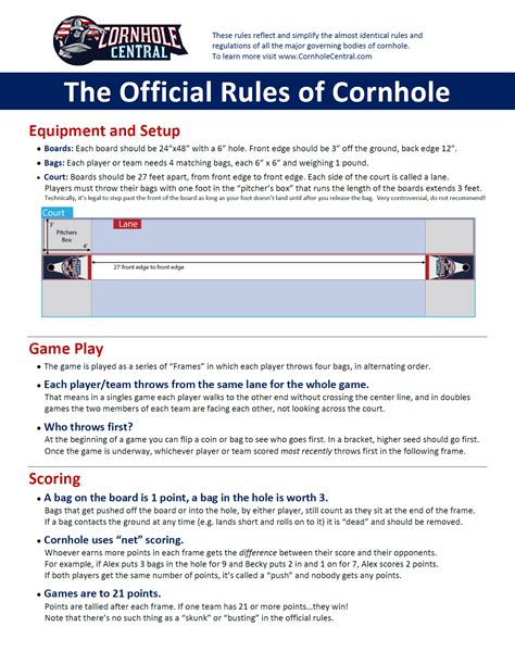 printable cornhole rules|Cornhole Rules: How to Play Cornhole (Official .